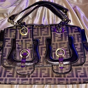 Fendi Brown and Tan Shoulder Bag with Iconic FF Monogram